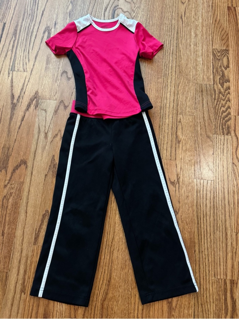 Girls 4/5 Danskin Pink and Black Athletic Top with Black Track Pants